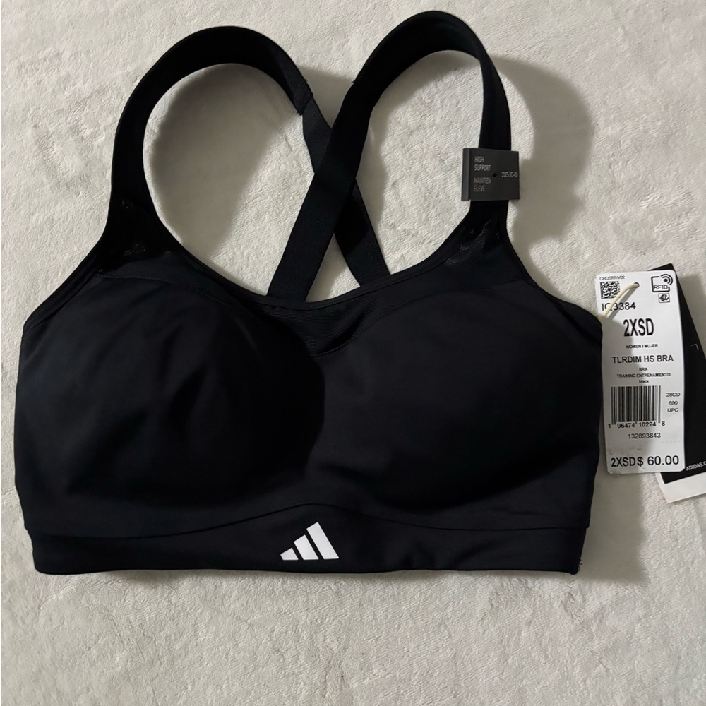 Adidas Black Sports Bra with Racerback and Padded Straps
